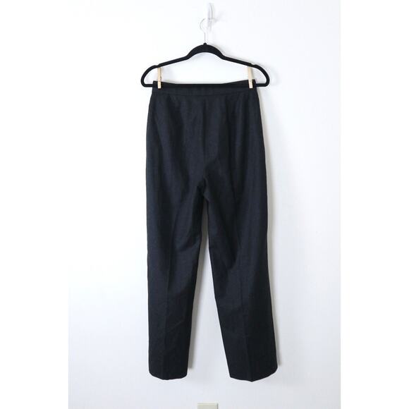 Vintage 1990s Chanel High Waisted Flat Front Wool Trousers Charcoal Gray - Picture 6 of 11